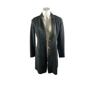Eileen Fisher Merino Wool & Lamb Leather Swing Coat